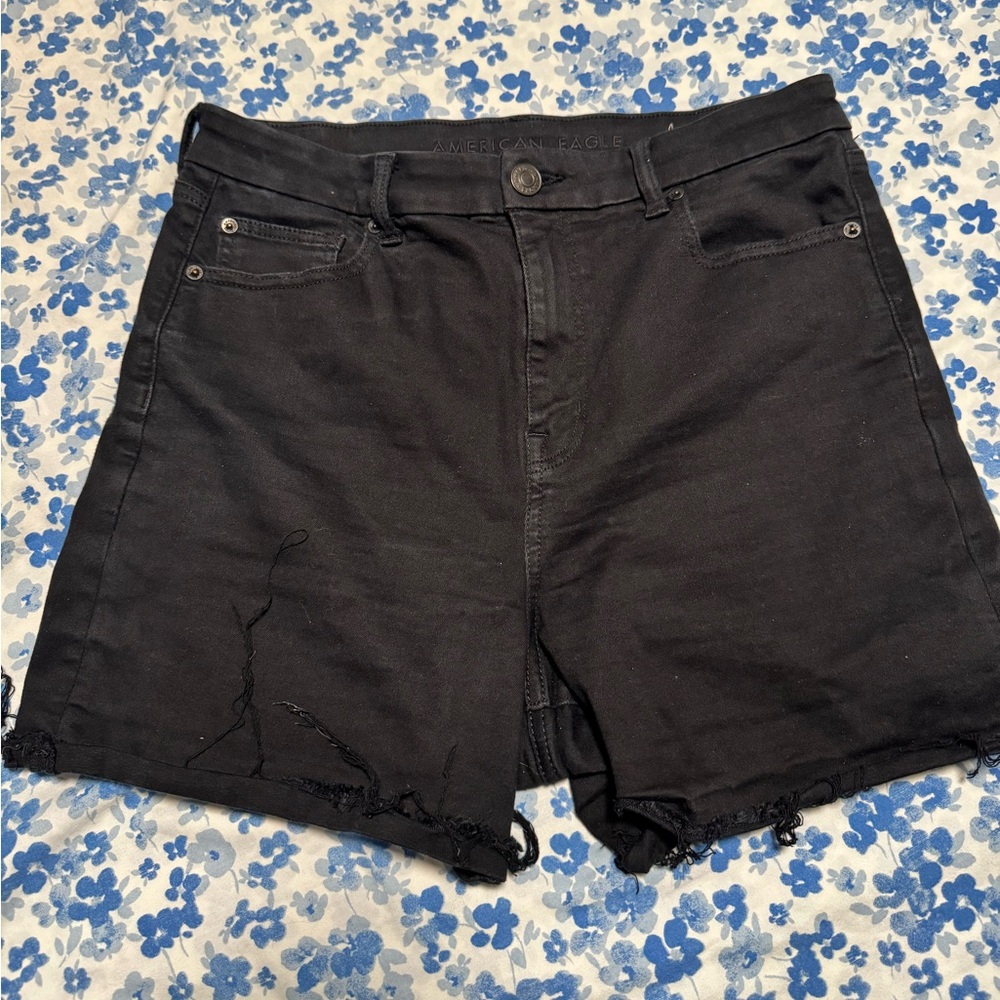 American Eagle Black High-Rise Denim Shorts